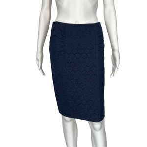 NANETTE LEPORE - Navy Blue Floral Lace Skirt